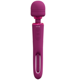 VIVE by Shots Kiku - Double Ended Wand with Innovative G-Spot Flapping Stimulator - Pink