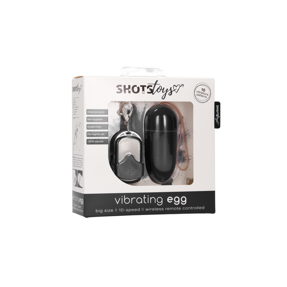 Shots Toys by Shots Vibrating Egg with 10 Speeds and Remote Control - L - Black