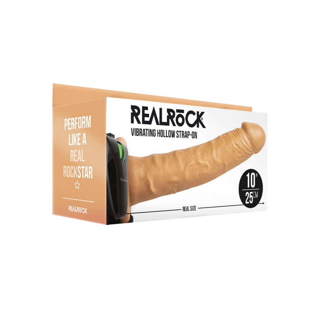 RealRock by Shots Vibrating Hollow Strap-On without Balls - 10 / 24,5 cm