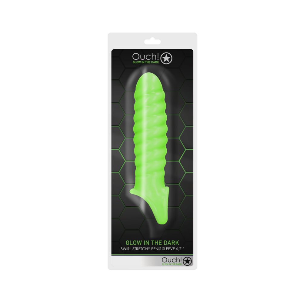 Ouch! by Shots Swirl Stretchable Penis Sheath - Glow in the Dark