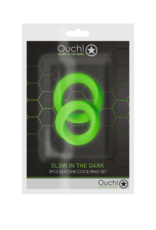 Ouch! by Shots Cockring Set - Glow in the Dark - 2 Pieces
