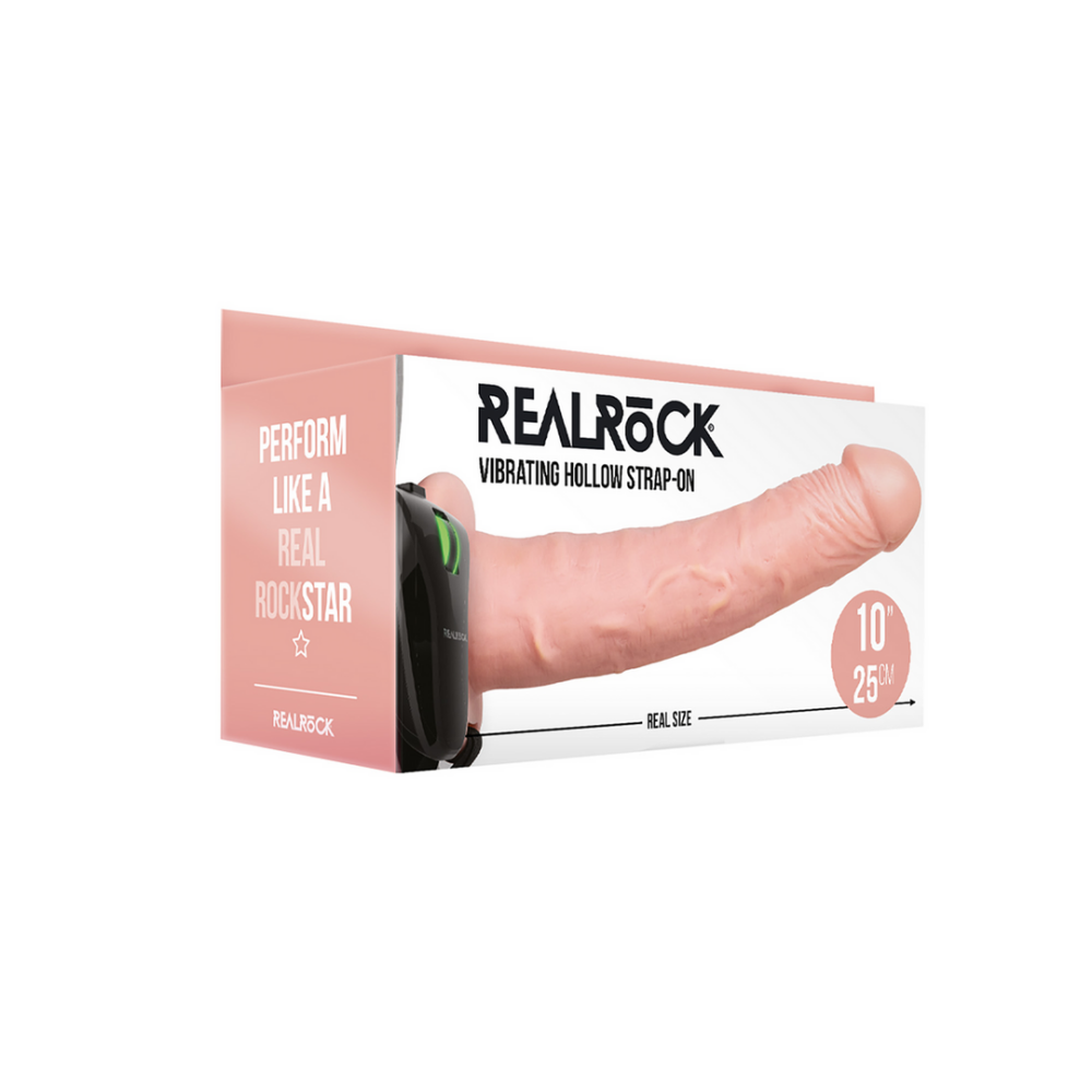 RealRock by Shots Vibrating Hollow Strap-On without Balls - 10 / 24,5 cm