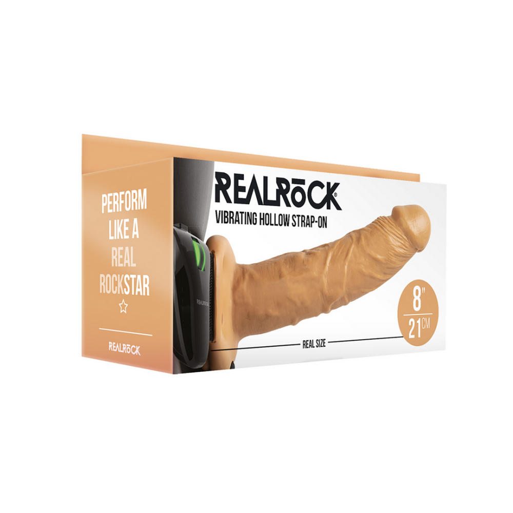 RealRock by Shots Vibrating Hollow Strap-On without Balls - 8 / 20,5 cm