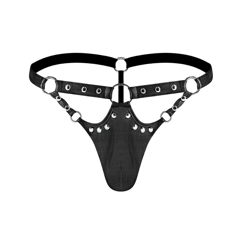 Male Power Jouster - G-String with Contour-Fit Pouch - L/XL - Black