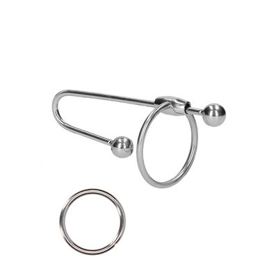 Ouch! by Shots Stainless Steel Penis Plug with Ball - 0.4 / 10 mm