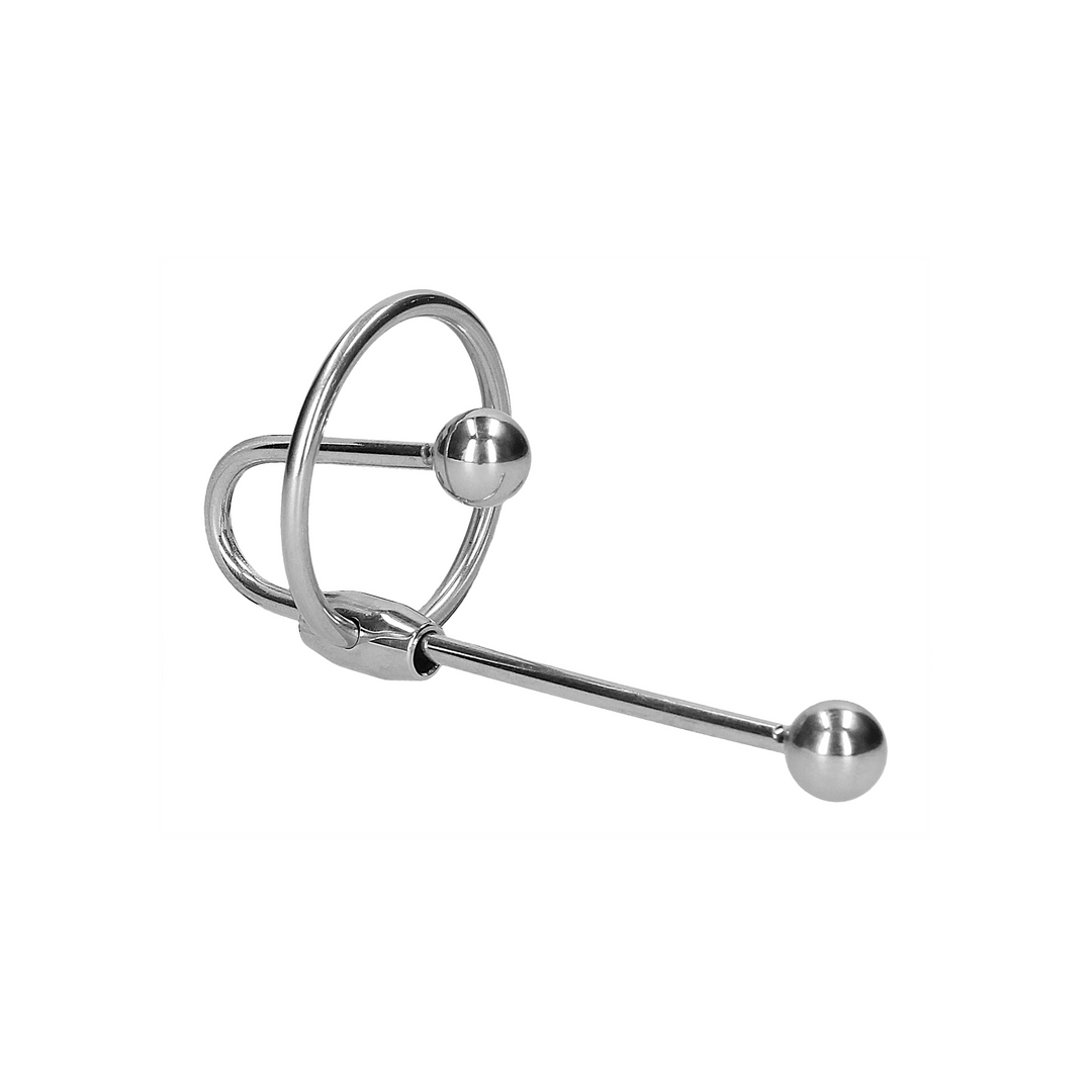 Ouch! by Shots Stainless Steel Penis Plug with Ball - 0.4 / 10 mm