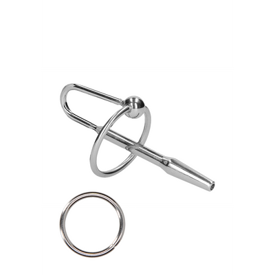 Image of Ouch! by Shots Stainless Steel Penis Plug with Glans Ring - 0.3 / 8 mm