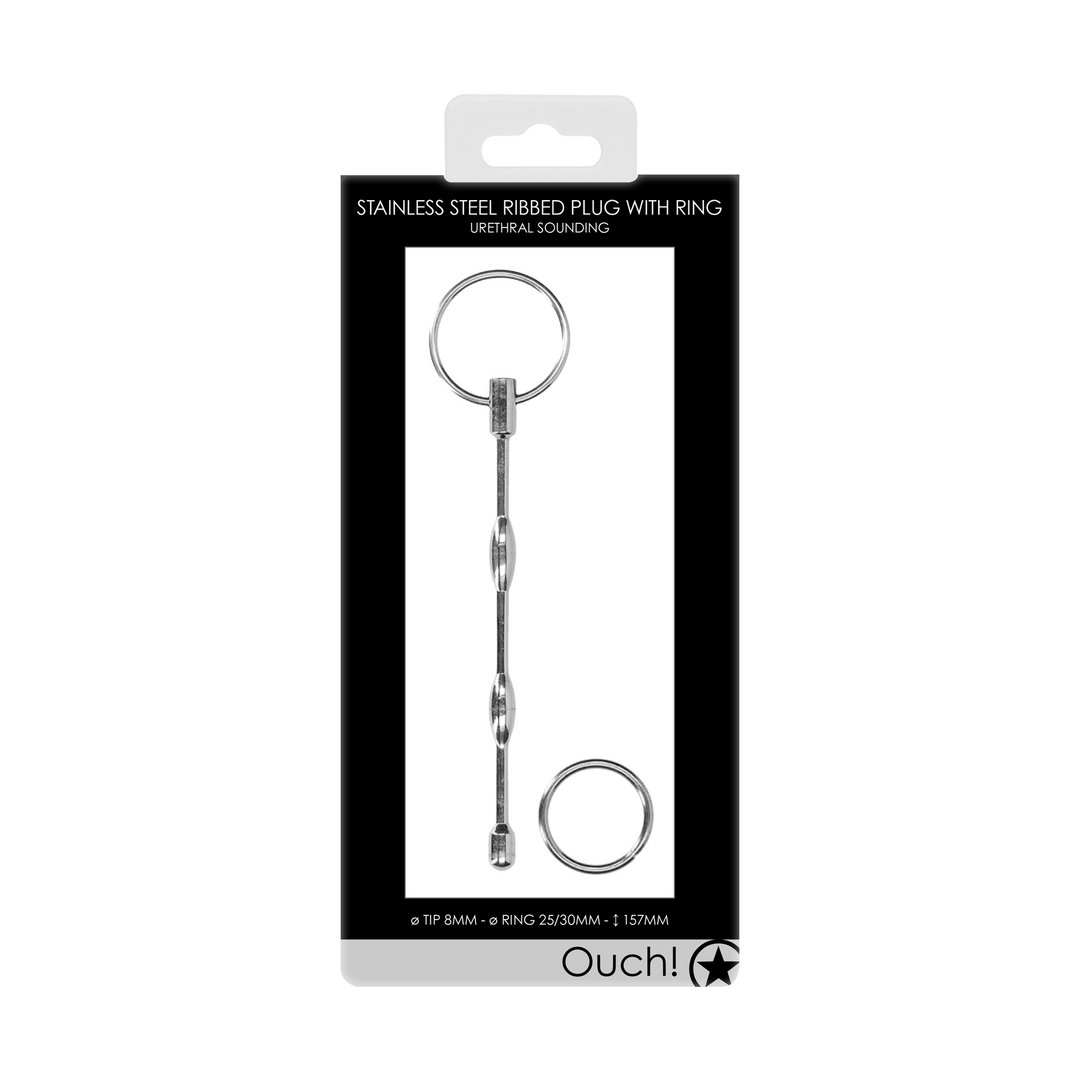 Ouch! by Shots Stainless Steel Ribbed Dilator - 0.3 / 8 mm