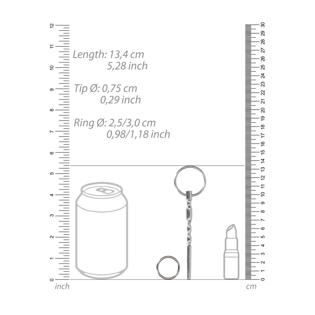 Ouch! by Shots Ribbed Hollow Penis Plug - 0.3 / 7,5 mm