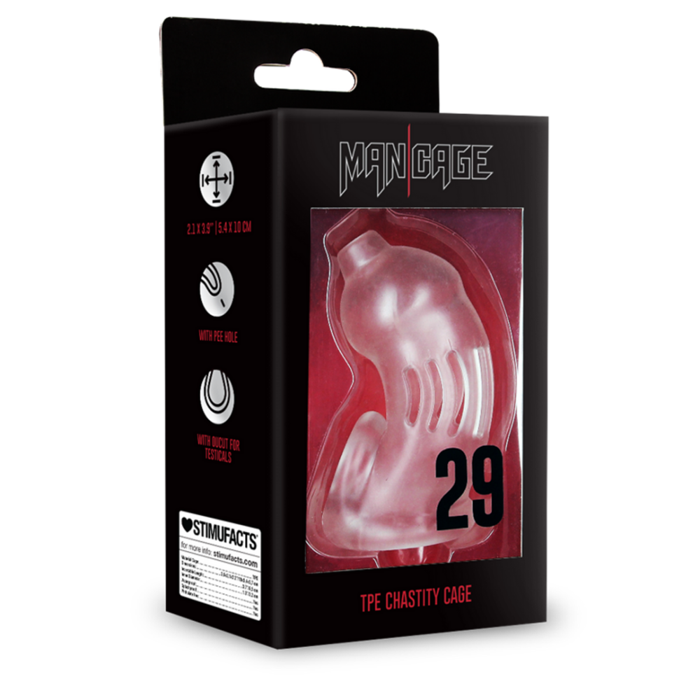 ManCage by Shots Model 29 - TPE Chastity Cage - Transparent