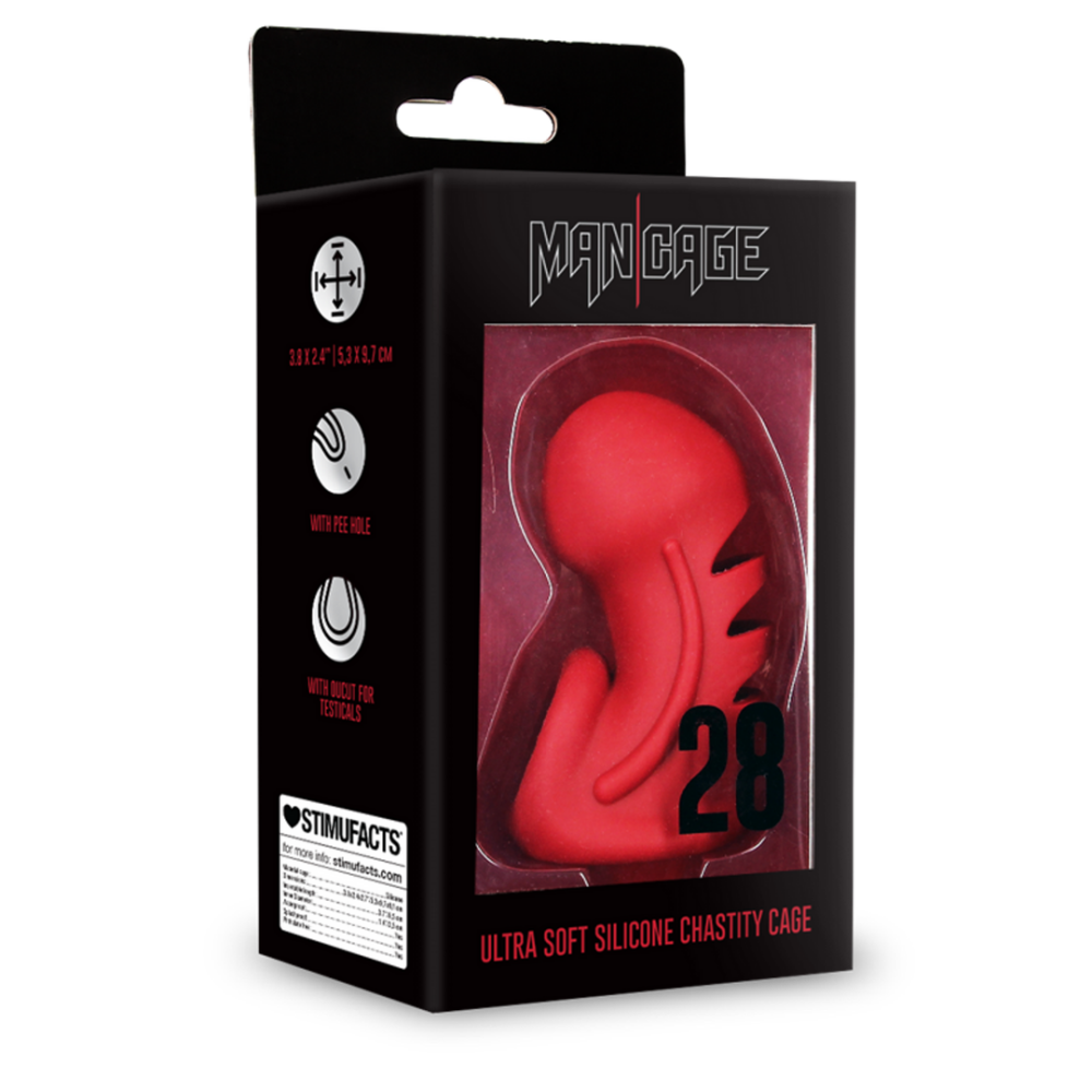 ManCage by Shots Model 28 - Ultra Soft Silicone Chastity Cage - Red