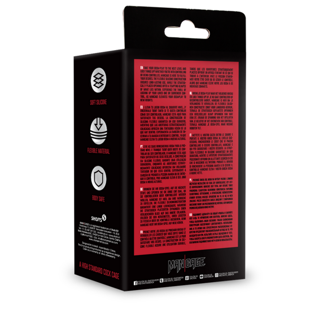 ManCage by Shots Model 27 - Ultra Soft Silicone Chastity Cage - Zwart