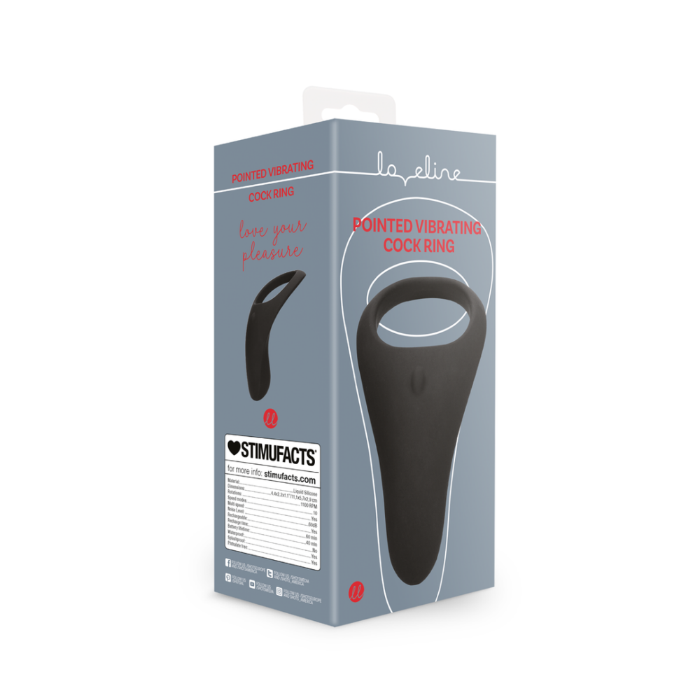 Loveline by Shots Pointed Vibrating Cock Ring - Licorice Black