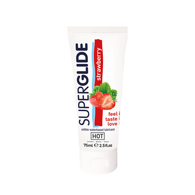 Image of HOT Superglide - Edible Waterbased Lubricant - Strawberry - 3 fl oz / 75 ml