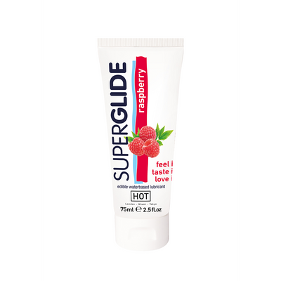Image of HOT Superglide - Edible Waterbased Lubricant - Raspberry - 3 fl oz / 75 ml