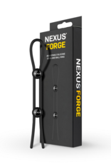Nexus Forge - Dubbel Verstelbare Lasso Siliconen Cockring - Zwart