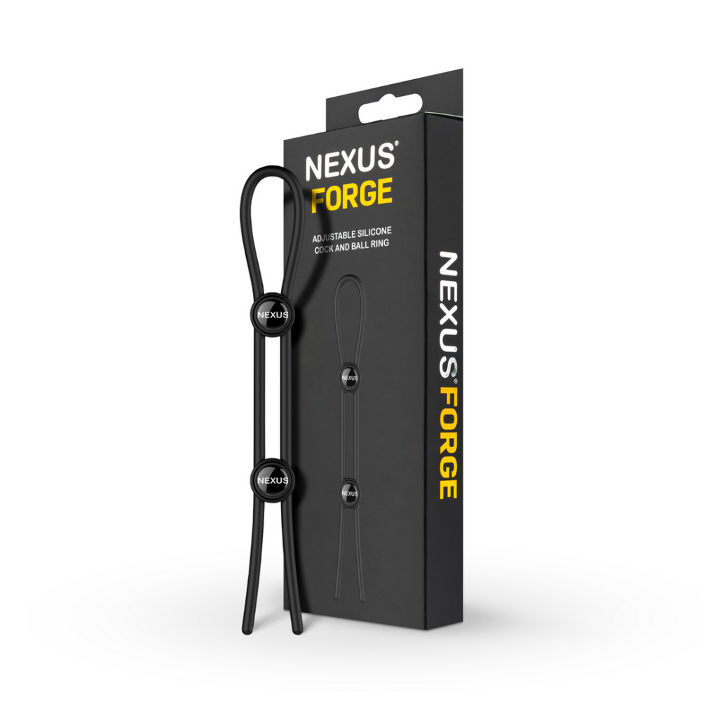 Nexus Forge - Dubbel Verstelbare Lasso Siliconen Cockring - Zwart