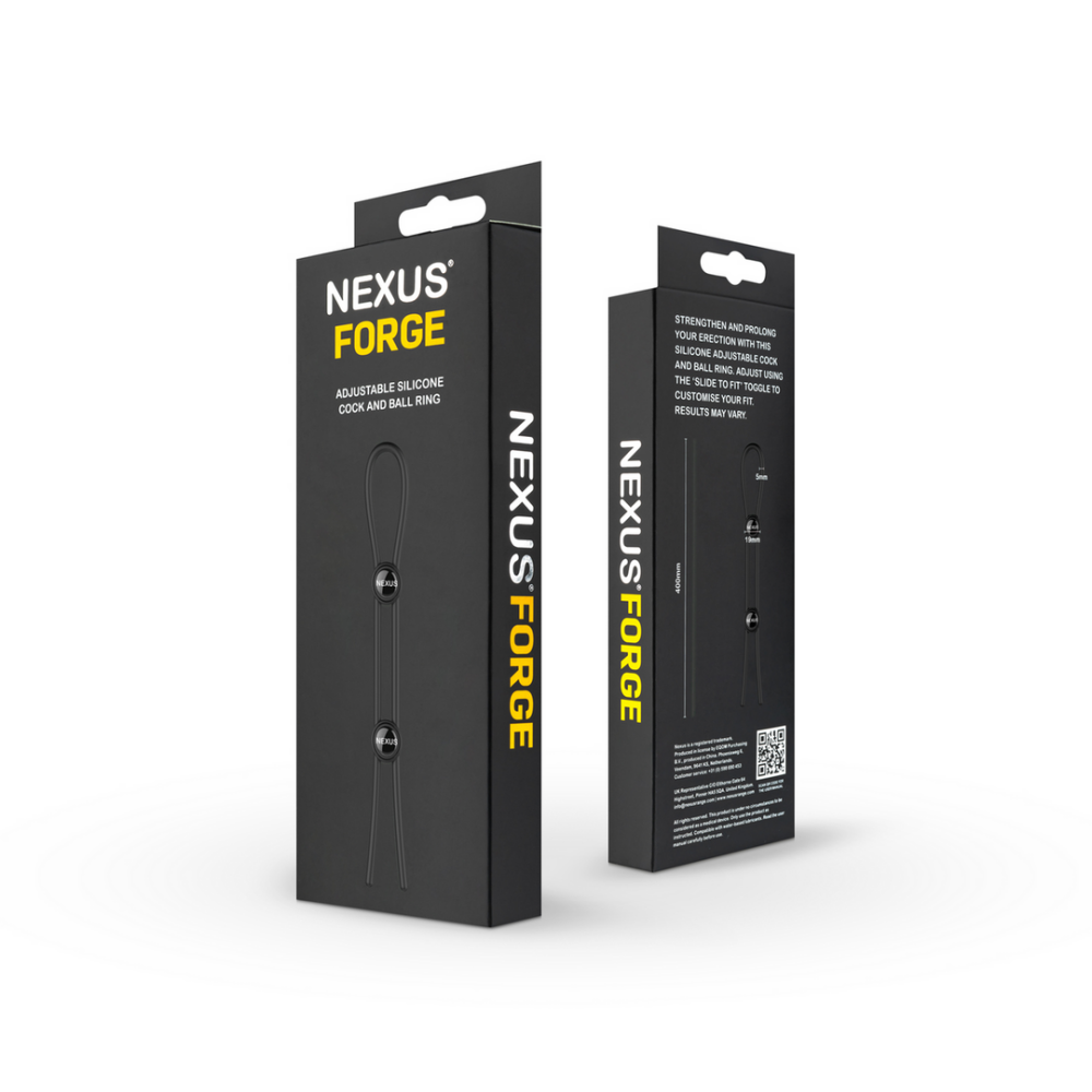 Nexus Forge - Double Adjustable Lasso Silicone Cock Ring - Black