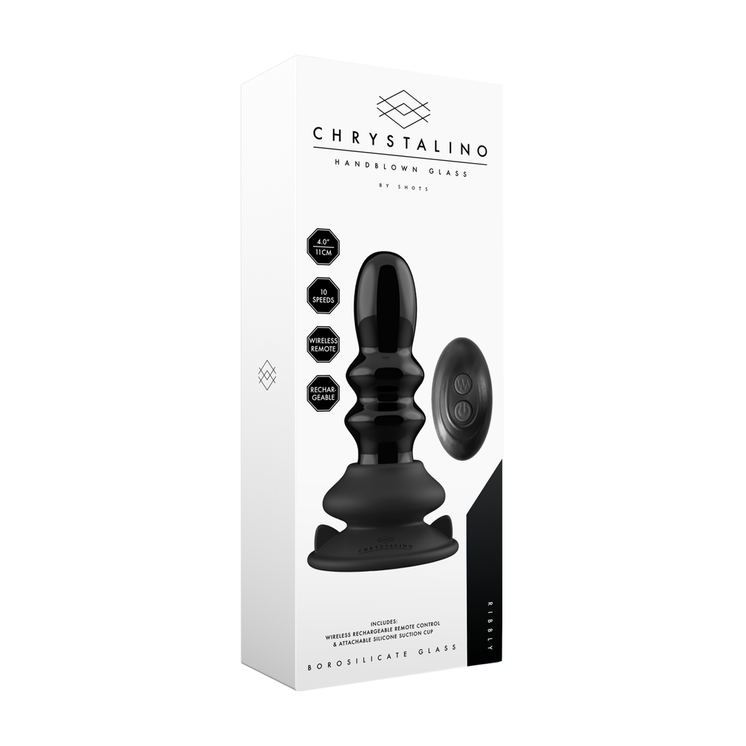Chrystalino by Shots Ribbly - Glass Ribble Vibrator with Suction Cup