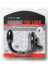 PerfectFitBrand Armor Tug Lock - Cockring with Ball Strap and Butt Plug - Small