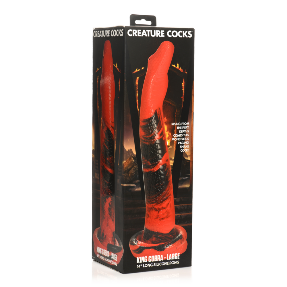 XR Brands King Cobra - Silicone Dildo - 14 / 36 cm - Red/Black