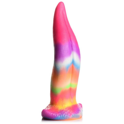 XR Brands Unicorn Tongue - Glow in the Dark - Silicone Dildo - Rainbow