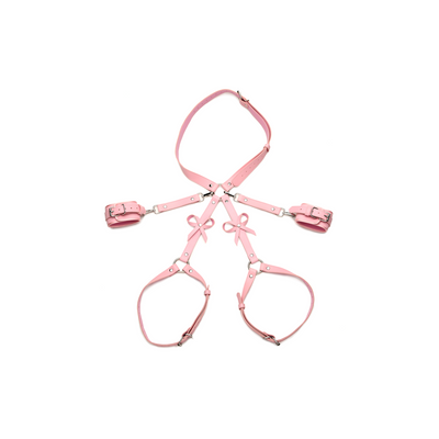 XR Brands Bondage Harness with Bows - M/L - Pink