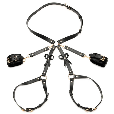XR Brands Bondage Harness with Bows - XL/2XL - Black
