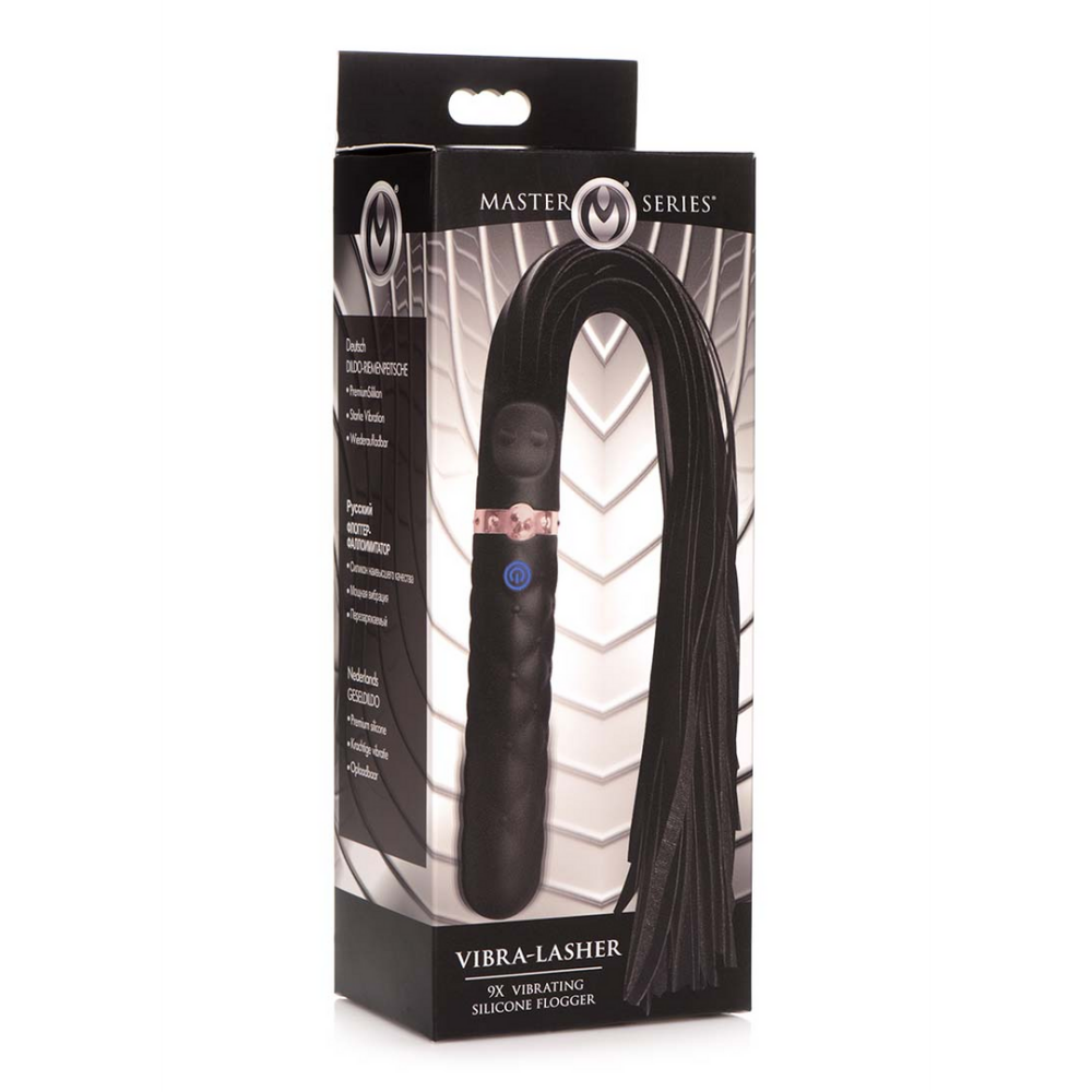 XR Brands Vibra-Lasher - Vibrating Silicone Dildo Flogger