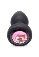 XR Brands Silicone Vibrating Pink Gemstone - Butt Plug with Remote Control - Small
