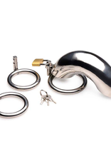 XR Brands Lockable Stainless Steel Chastity Cage with 3 Rings