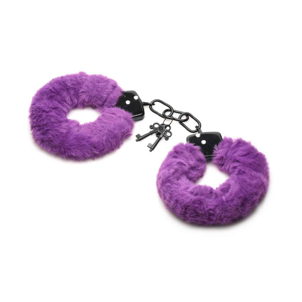 Image of XR Brands Cuffed in Fur - Furry Handcuffs - Purple