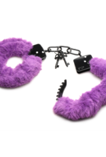 XR Brands Cuffed in Fur - Furry Handcuffs - Purple