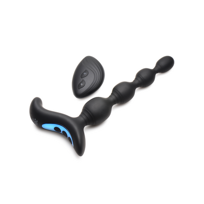 XR Brands Vibrating and E-Stim Silicone Anal Beads with Remote Control