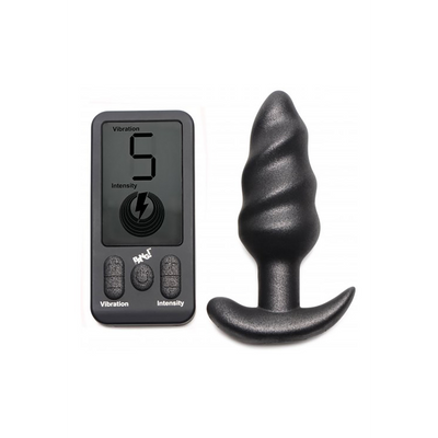Image of XR Brands Vibrating Silicone Swirl Plug with Remote Control and 25 Speeds