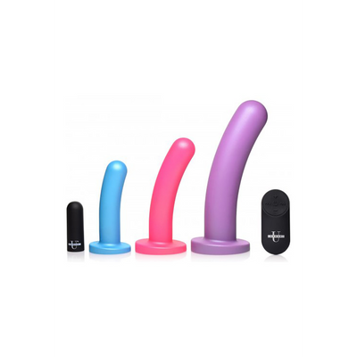 Image of XR Brands Triple Peg - Vibrating Silicone Dildo Set with Remote Control
