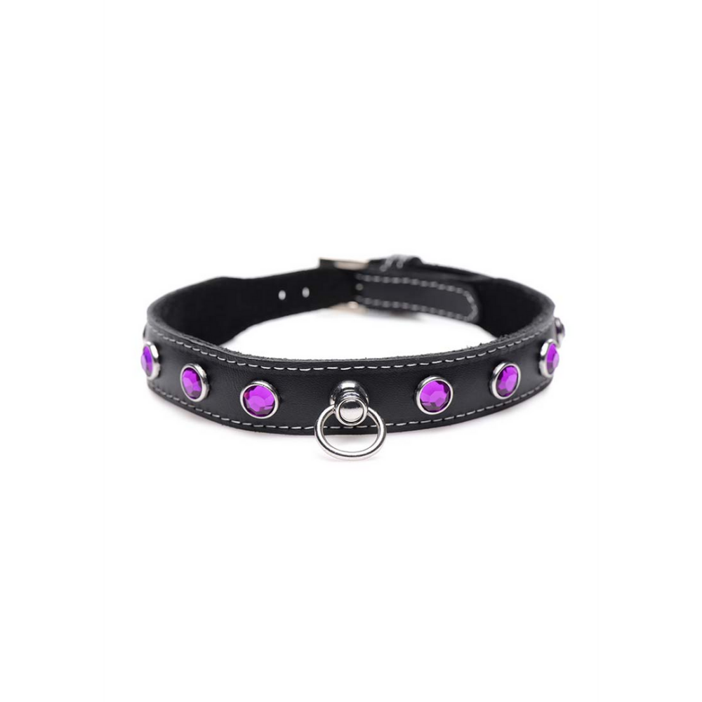 XR Brands Royal Vixen - Leather Collar with Rhinestones