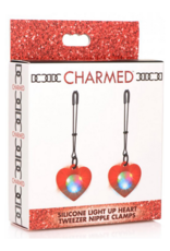 XR Brands Light Up - Silicone Heart Tweezers Nipple Clamps