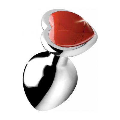 XR Brands Red Jasper Heart - Butt Plug - Medium