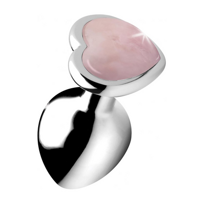 Image of XR Brands Rose Quartz Heart - Butt Plug - Medium