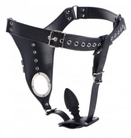 XR Brands Chastity Harness for Men + Silicone Butt Plug