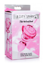 XR Brands Pink Rose - Glass Butt Plug - Small