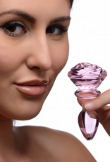 XR Brands Pink Rose - Glass Butt Plug - Small