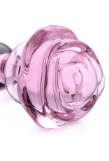 XR Brands Pink Rose - Glass Butt Plug - Small