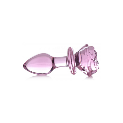 Image of XR Brands Pink Rose - Glass Butt Plug - Medium