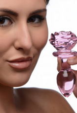 XR Brands Pink Rose - Glass Butt Plug - Medium