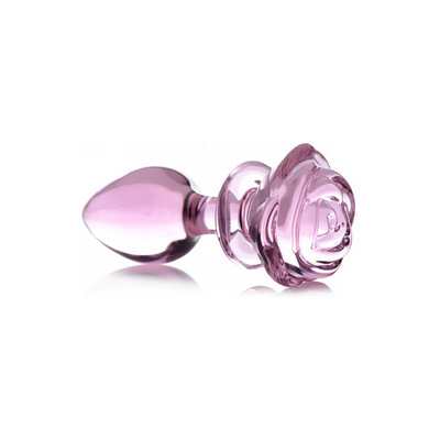 Image of XR Brands Pink Rose - Glass Butt Plug - Large