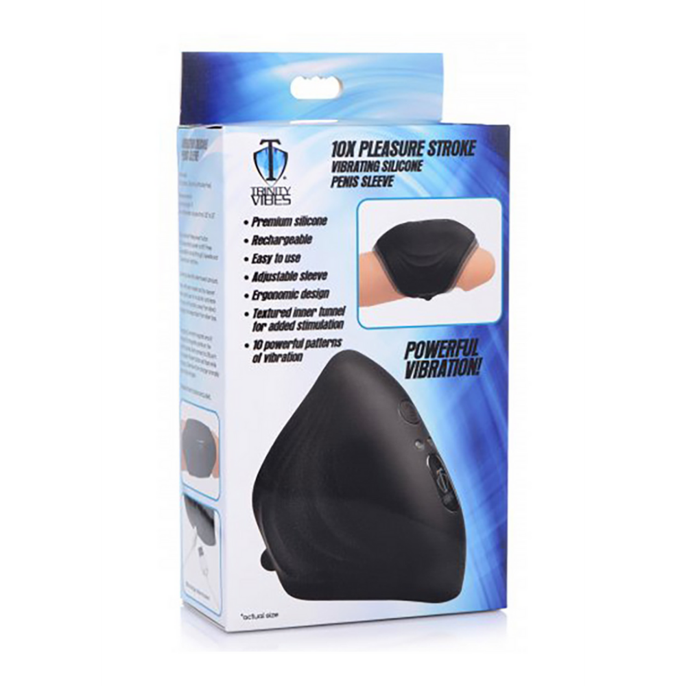 XR Brands Pleasure Stroke - Vibrating Silicone Penis Sleeve