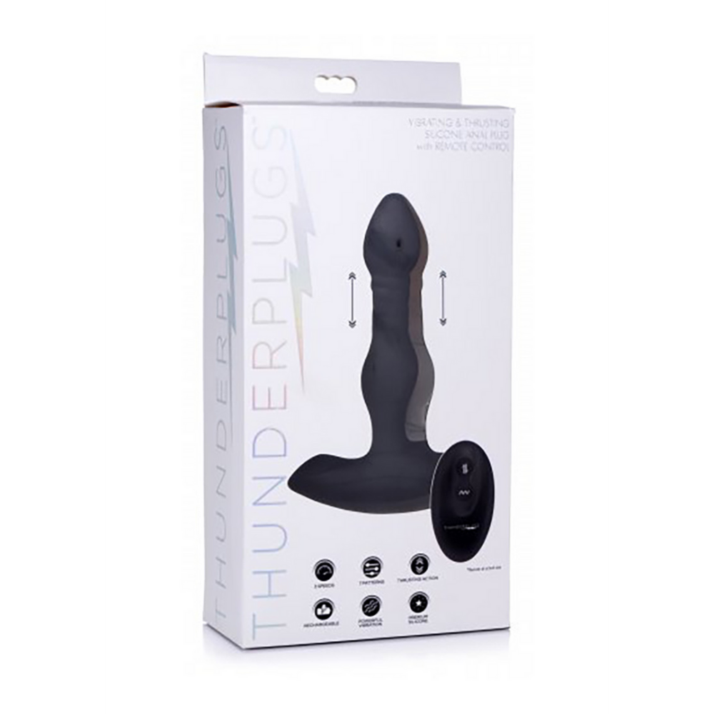 XR Brands Vibrating and Thrusting Silicone Butt Plug with Remote Control