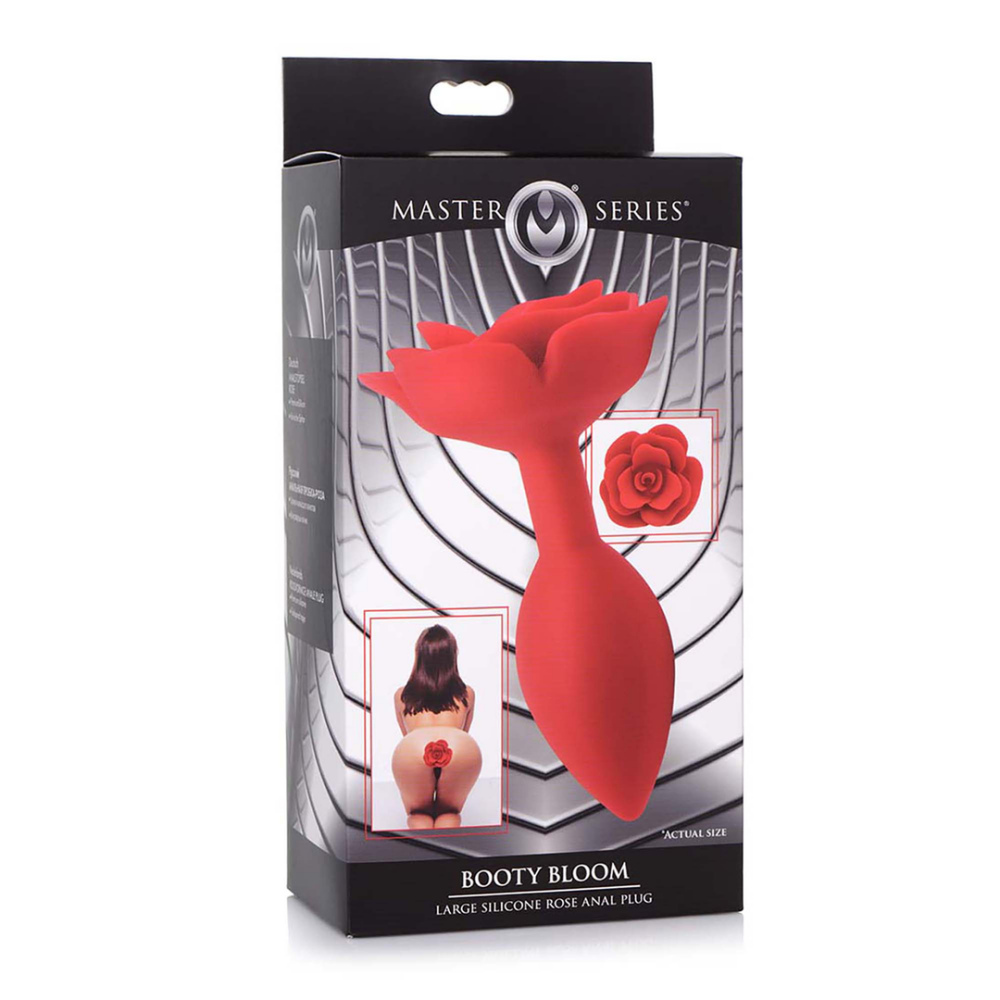 XR Brands Booty Bloom - Silicone Rose Anal Plug - Red